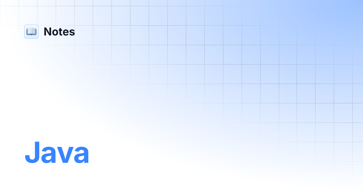 Java | Notes